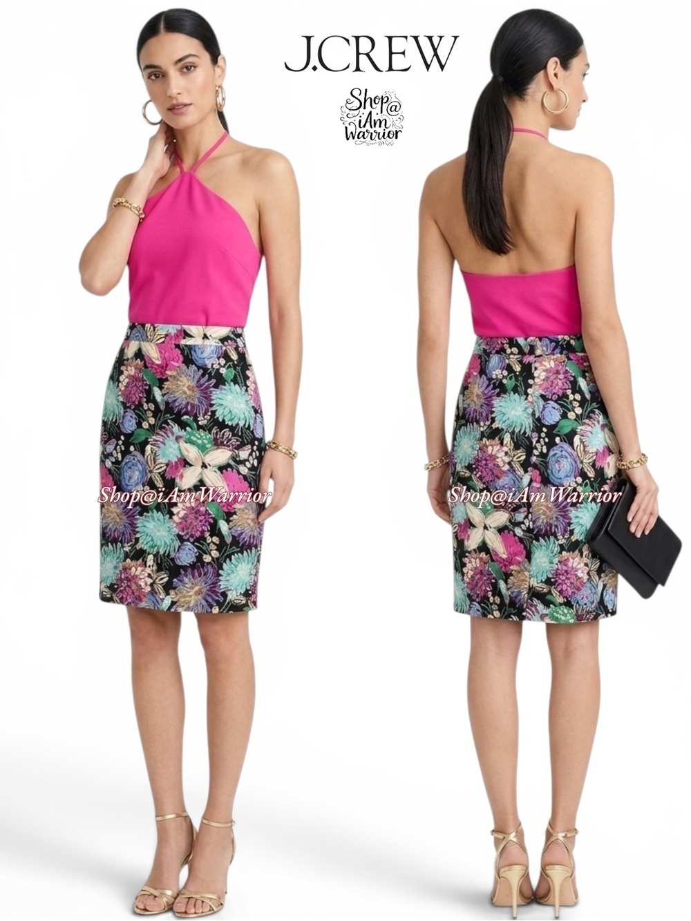 J.Crew vibrant floral stretch cotton sateen pencil skirt *shop@iamwarrior